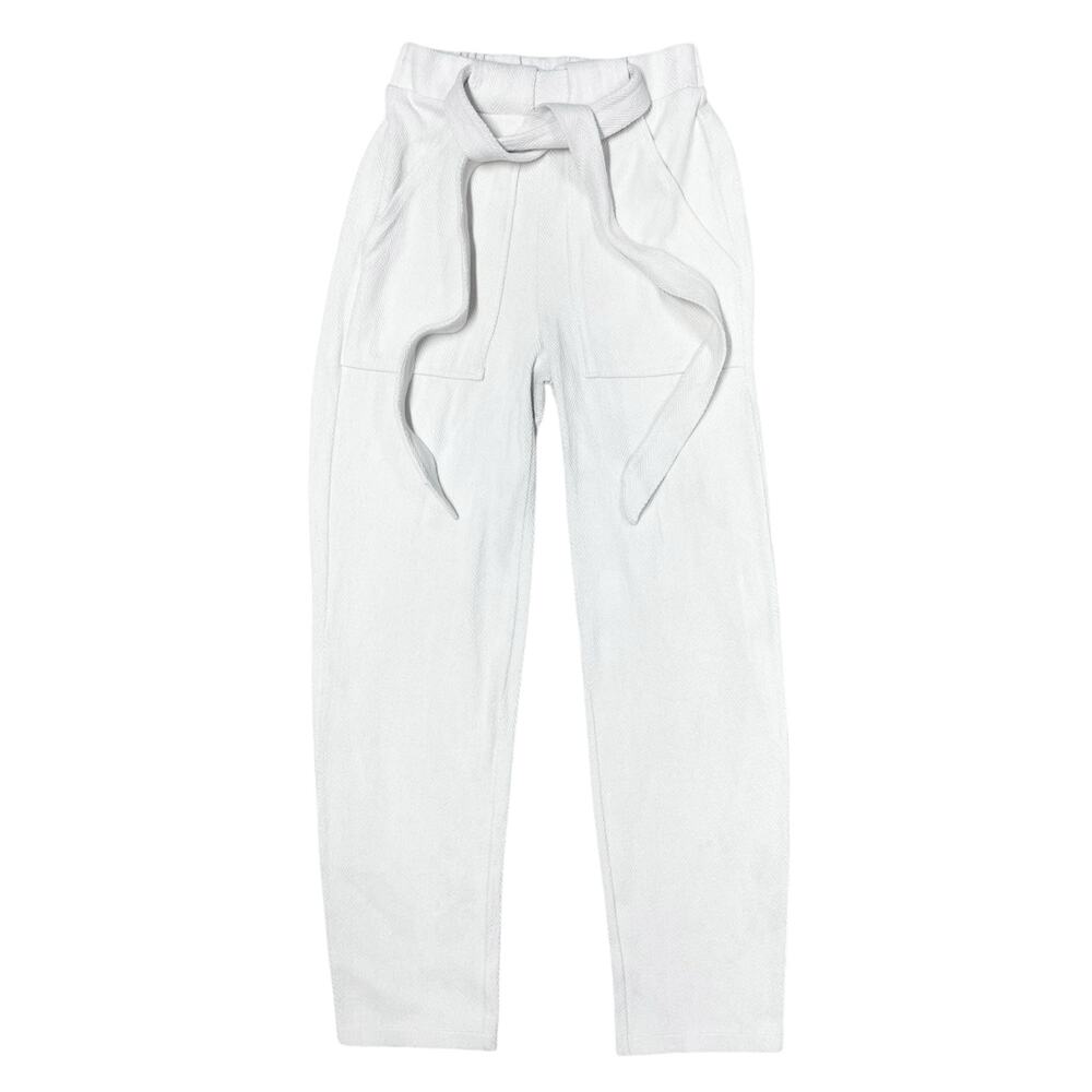 MADEWELL Brushed Herringbone Jacquard Tie-Waist Tapered Pants Alabaster Size XS